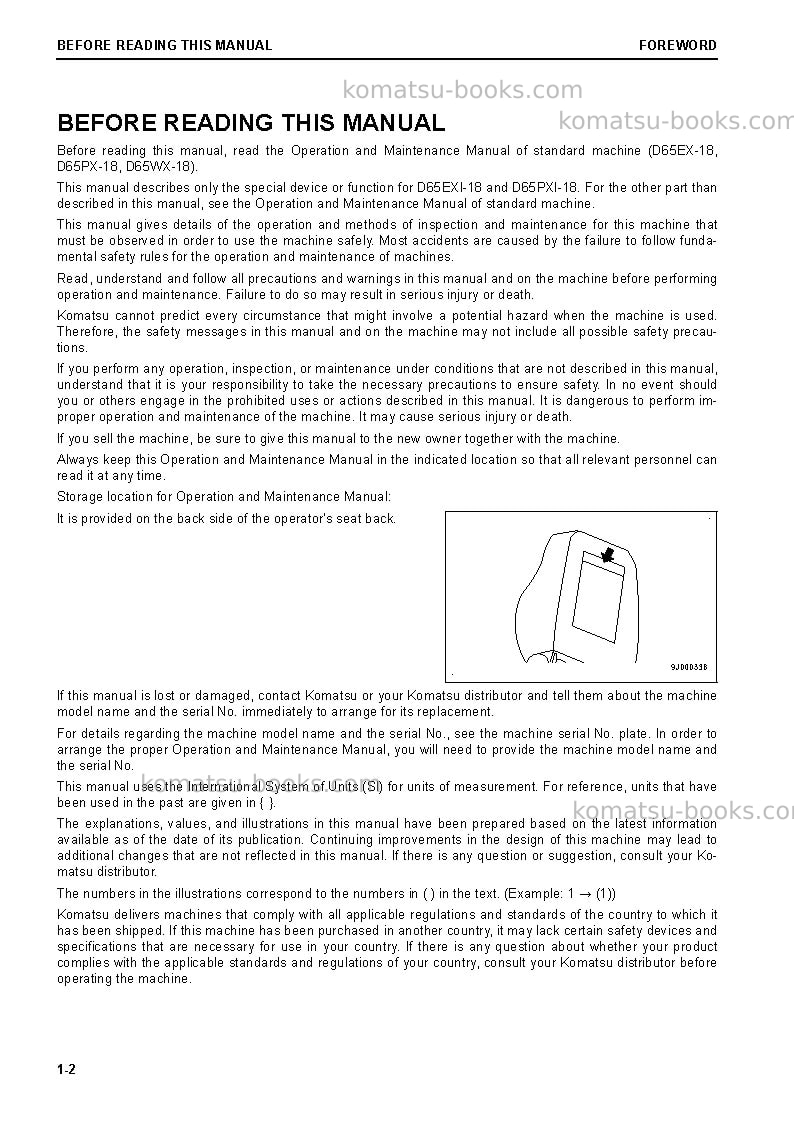 Komatsu d65pxi-18jpn Operation manual cover Page 3 Komatsu d65pxi-18jpn Operation manual cover Page 3
