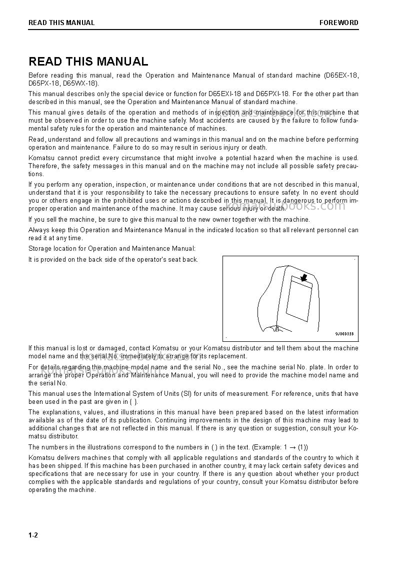 Komatsu d65pxi-18jpn Operation manual cover Page 3 Komatsu d65pxi-18jpn Operation manual cover Page 3