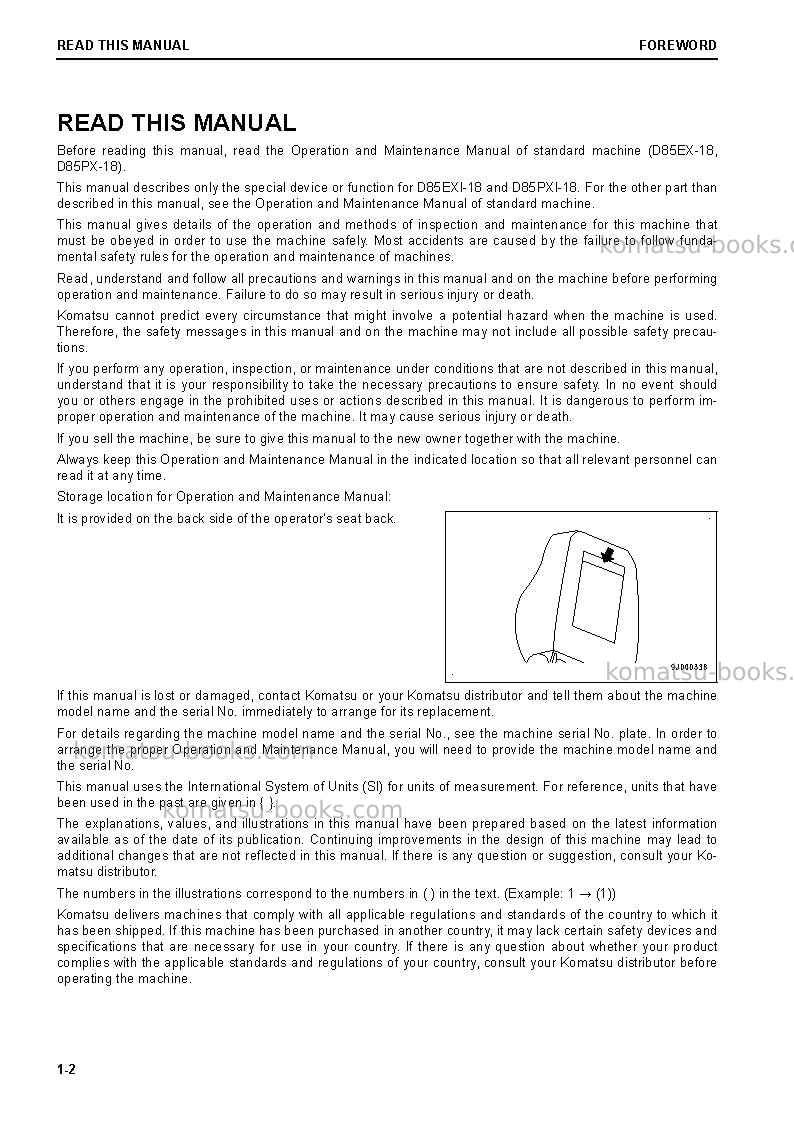 Komatsu d85exi-18jpn Operation manual cover Page 3 Komatsu d85exi-18jpn Operation manual cover Page 3