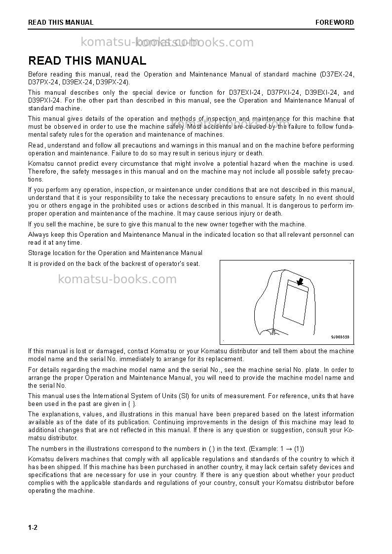 Komatsu d39exi-24jpn Operation manual cover Page 3 Komatsu d39exi-24jpn Operation manual cover Page 3
