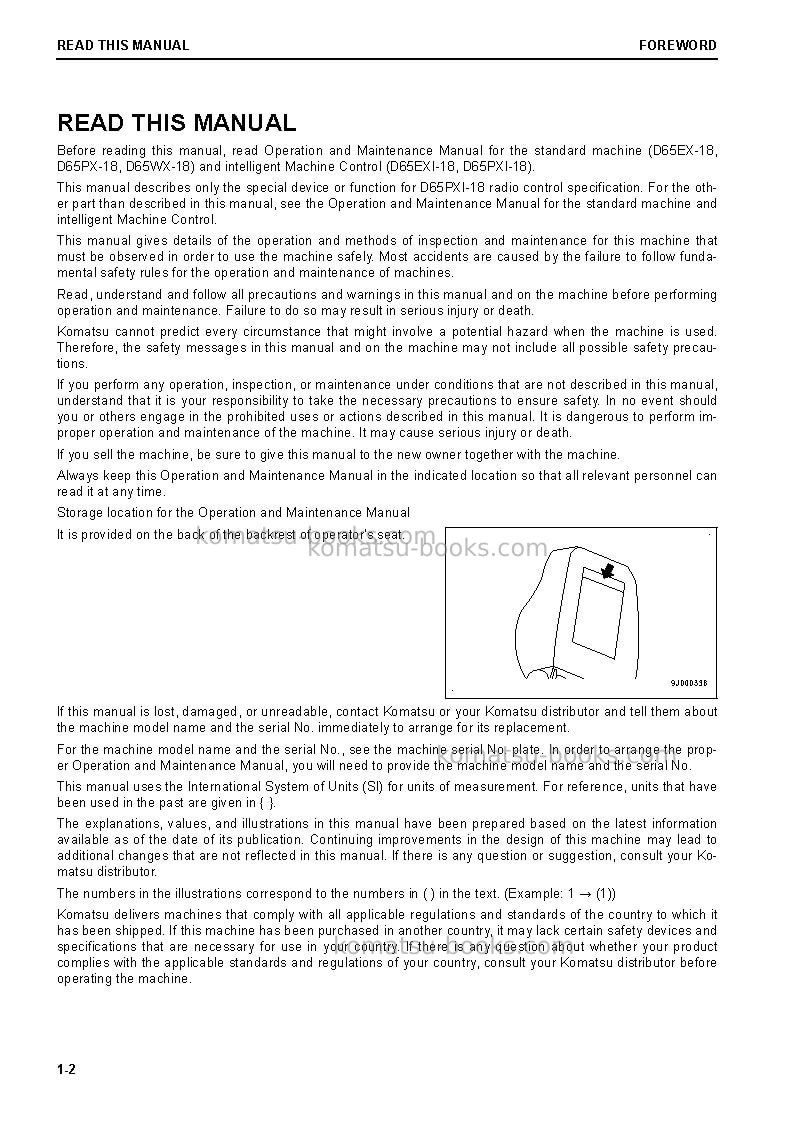 Komatsu d65pxi-18jpn-radio control spec. Operation manual cover Page 3 Komatsu d65pxi-18jpn-radio control spec. Operation manual cover Page 3