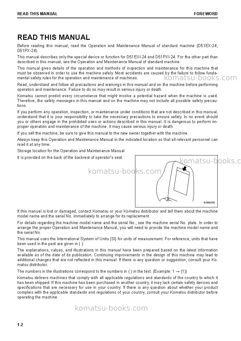 Komatsu d51exi-24jpn Operation manual cover Page 3 Komatsu d51exi-24jpn Operation manual cover Page 3