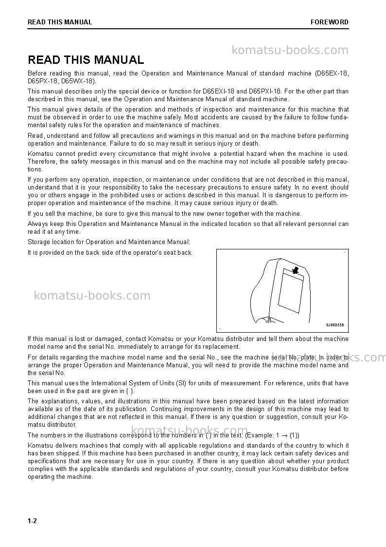 Komatsu d65exi-18jpn Operation manual cover Page 3 Komatsu d65exi-18jpn Operation manual cover Page 3