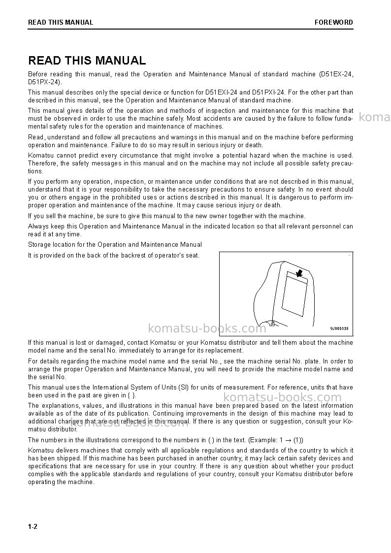 Komatsu d51exi-24jpn Operation manual cover Page 3 Komatsu d51exi-24jpn Operation manual cover Page 3