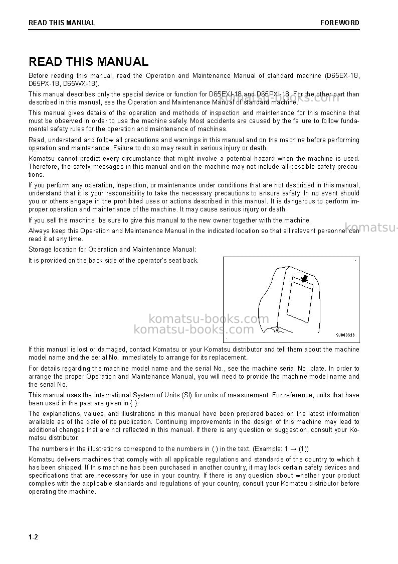 Komatsu d65exi-18jpn Operation manual cover Page 3