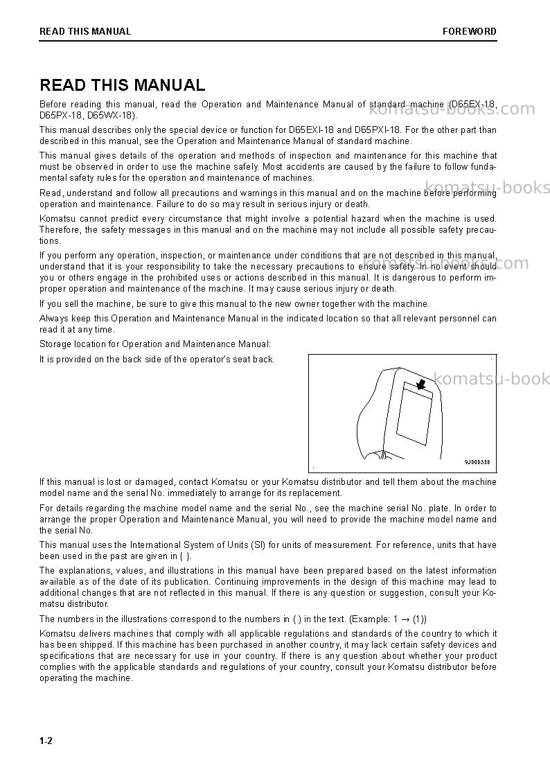 Komatsu d65exi-18jpn Operation manual cover Page 3 Komatsu d65exi-18jpn Operation manual cover Page 3
