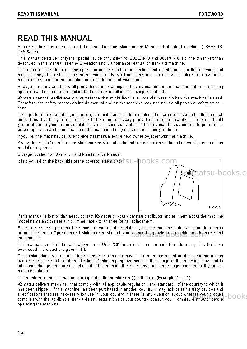 Komatsu d85pxi-18jpn Operation manual cover Page 3 Komatsu d85pxi-18jpn Operation manual cover Page 3