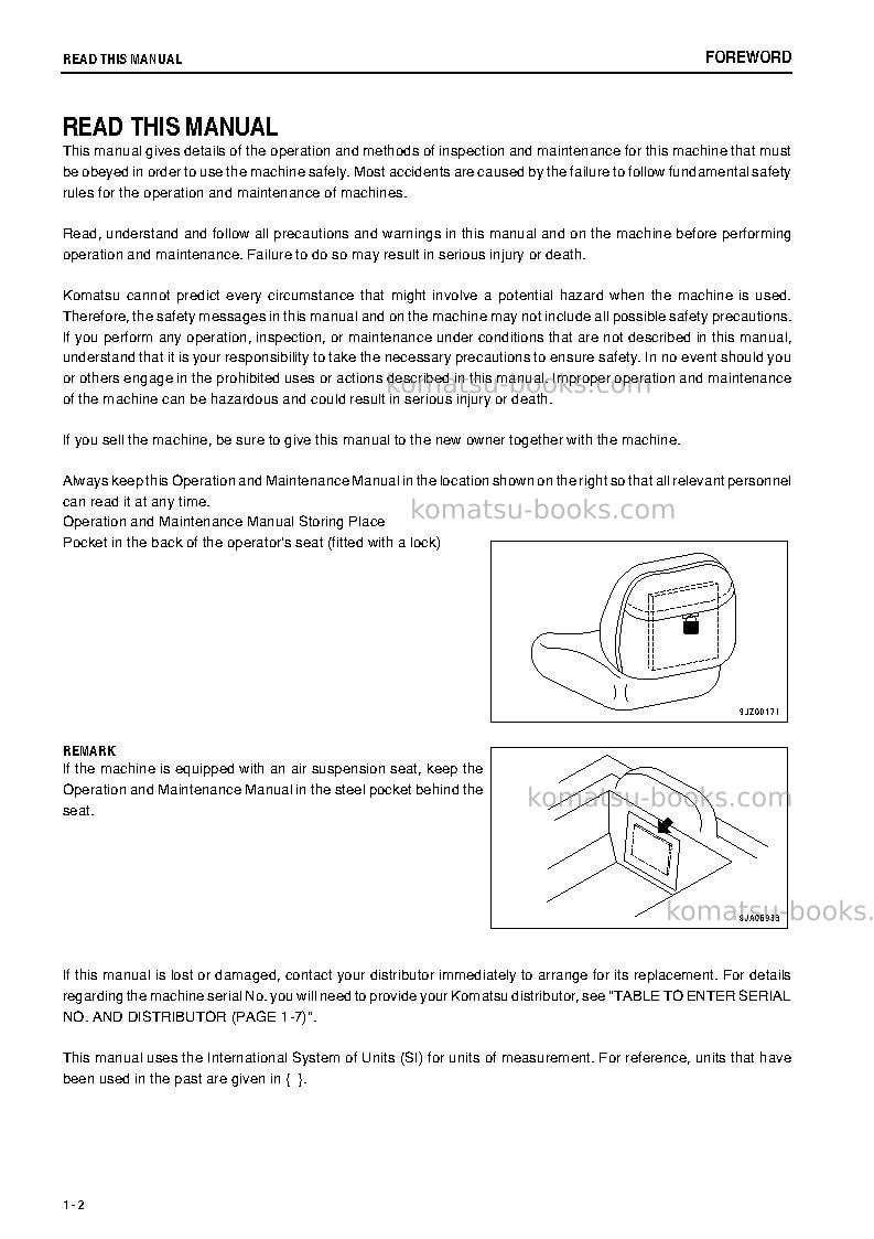 Komatsu d39ex-22jpn Operation manual cover Page 3 Komatsu d39ex-22jpn Operation manual cover Page 3