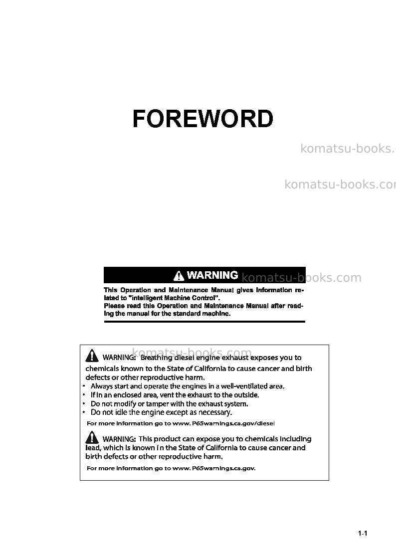 Komatsu d65exi-18jpn Operation manual cover Page 3