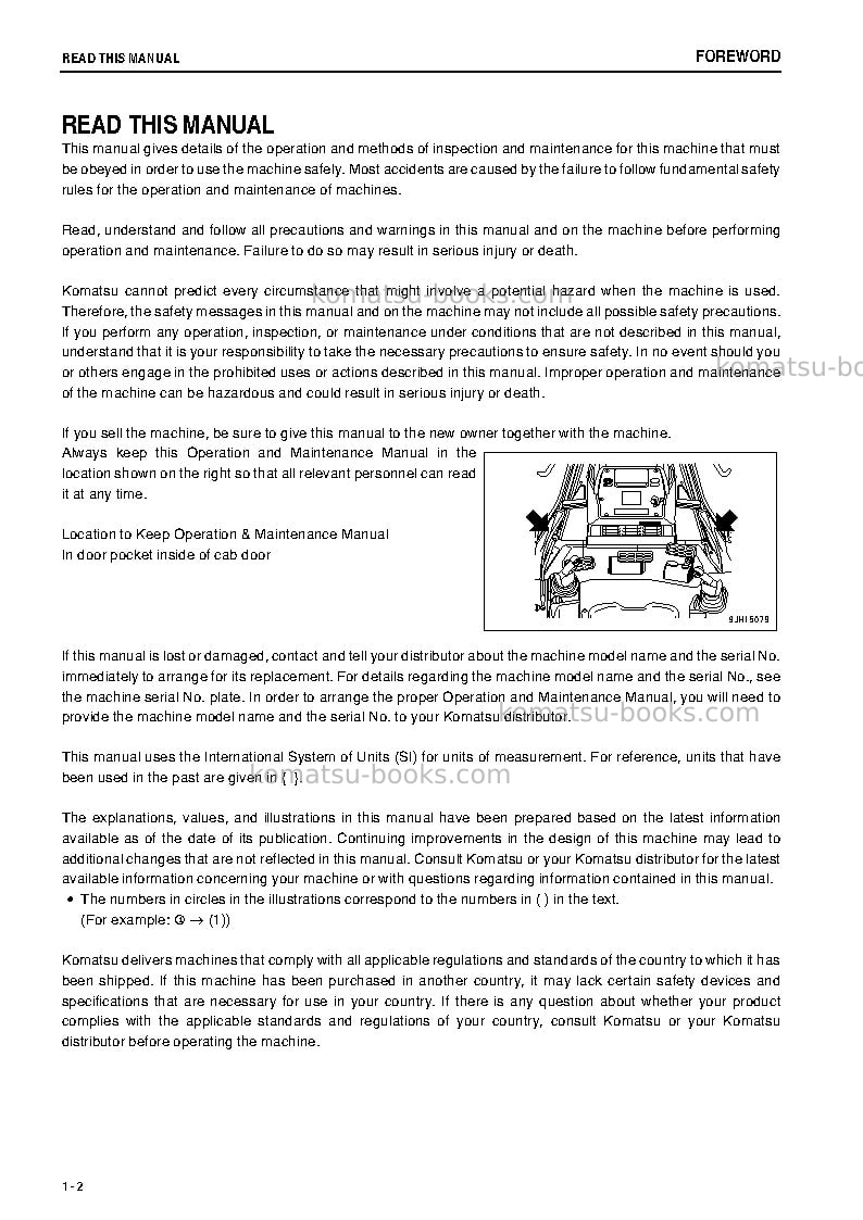 Komatsu d375a-6jpn-one-way steering lever Operation manual cover Page 3 Komatsu d375a-6jpn-one-way steering lever Operation manual cover Page 3