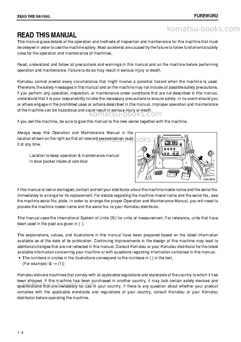 Komatsu d475a-5jpn-e0, one-way steering lever Operation manual cover Page 3