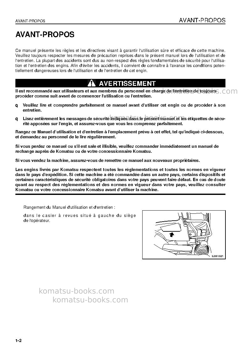 Komatsu pc138us-2jpn Manuel d'utilisation couverture Page 3 Komatsu pc138us-2jpn Manuel d'utilisation couverture Page 3