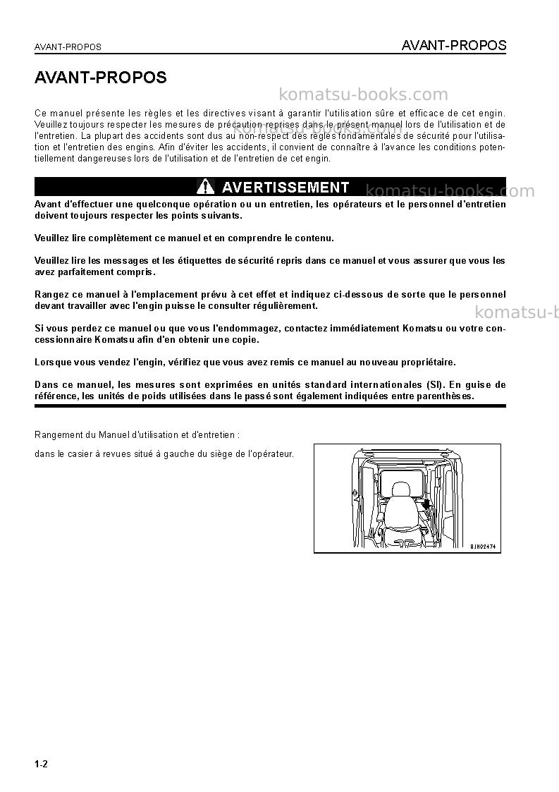 Komatsu pc400-7jpn-7-segment- monitor Manuel d'utilisation couverture Page 3