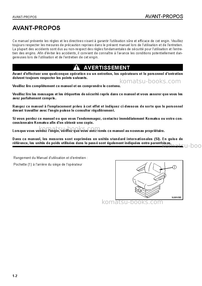 Komatsu wa250ptl-5jpn Manuel d'utilisation couverture Page 3