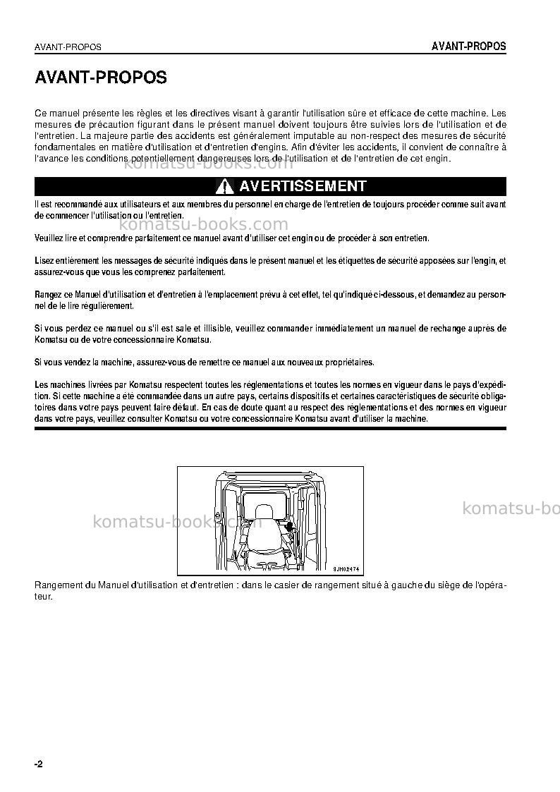 Komatsu pc160lc-7jpn Manuel d'utilisation couverture Page 3 Komatsu pc160lc-7jpn Manuel d'utilisation couverture Page 3
