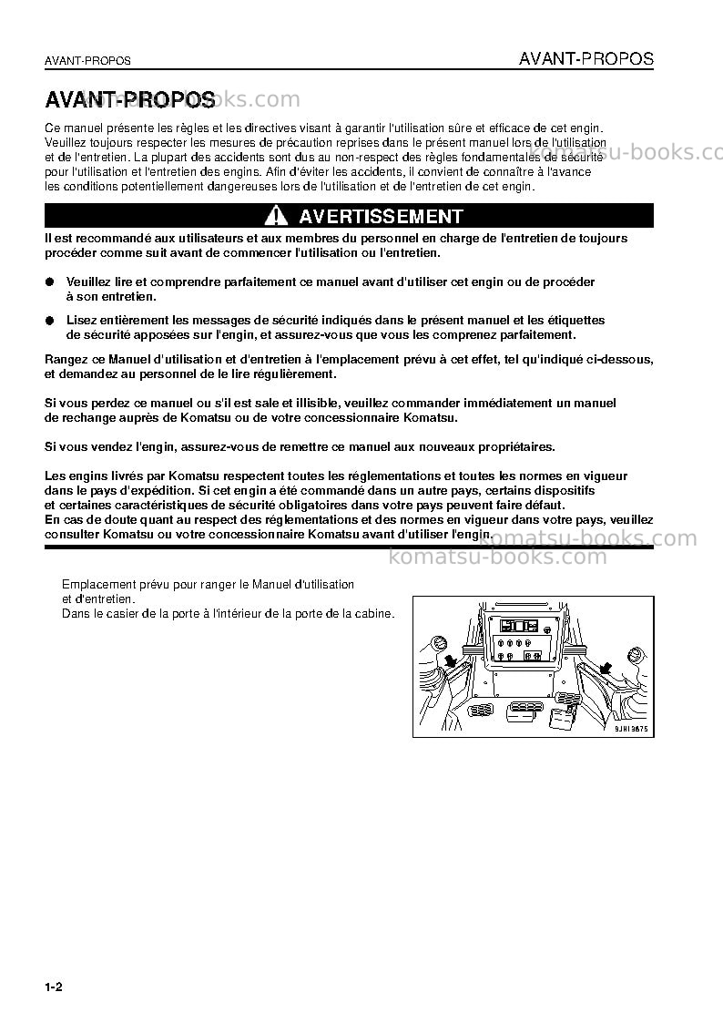 Komatsu d475a-5jpn-e0 Manuel d'utilisation couverture Page 3