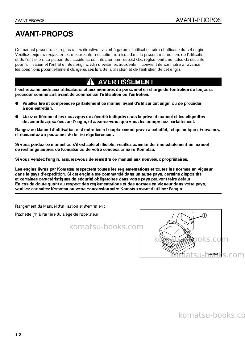 Komatsu wa1200-3jpn Manuel d'utilisation couverture Page 3 Komatsu wa1200-3jpn Manuel d'utilisation couverture Page 3