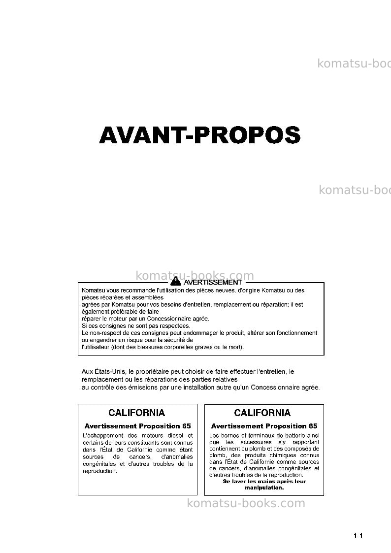 Komatsu d65ex-17jpn Manuel d'utilisation couverture Page 3 Komatsu d65ex-17jpn Manuel d'utilisation couverture Page 3
