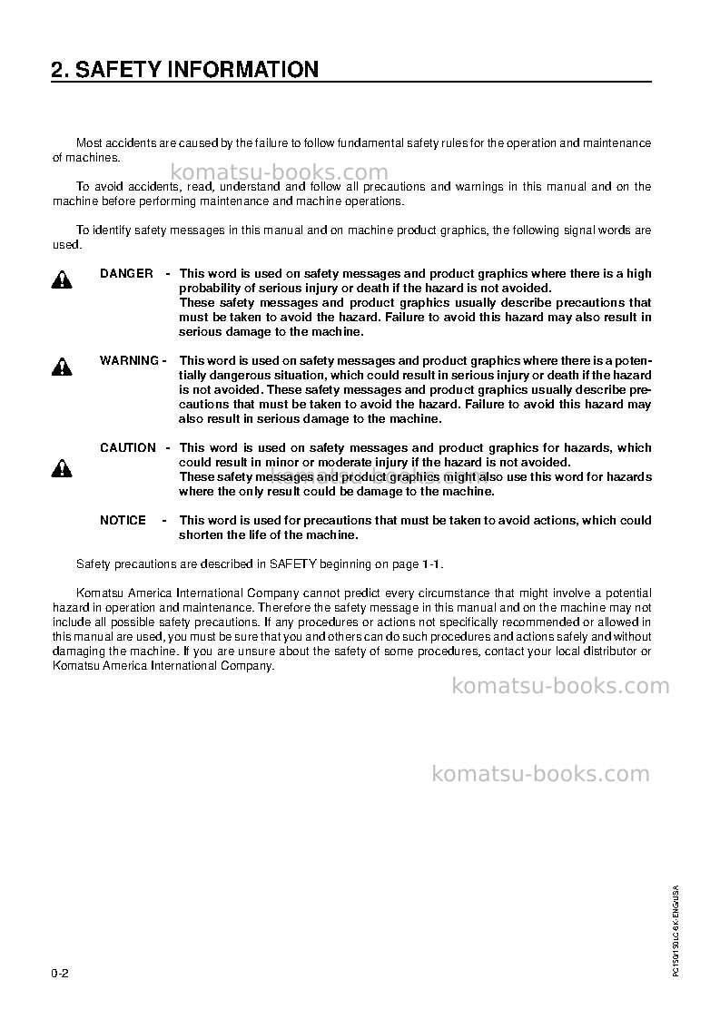 Komatsu pc150-6gbr-k Operation manual cover Page 3 Komatsu pc150-6gbr-k Operation manual cover Page 3