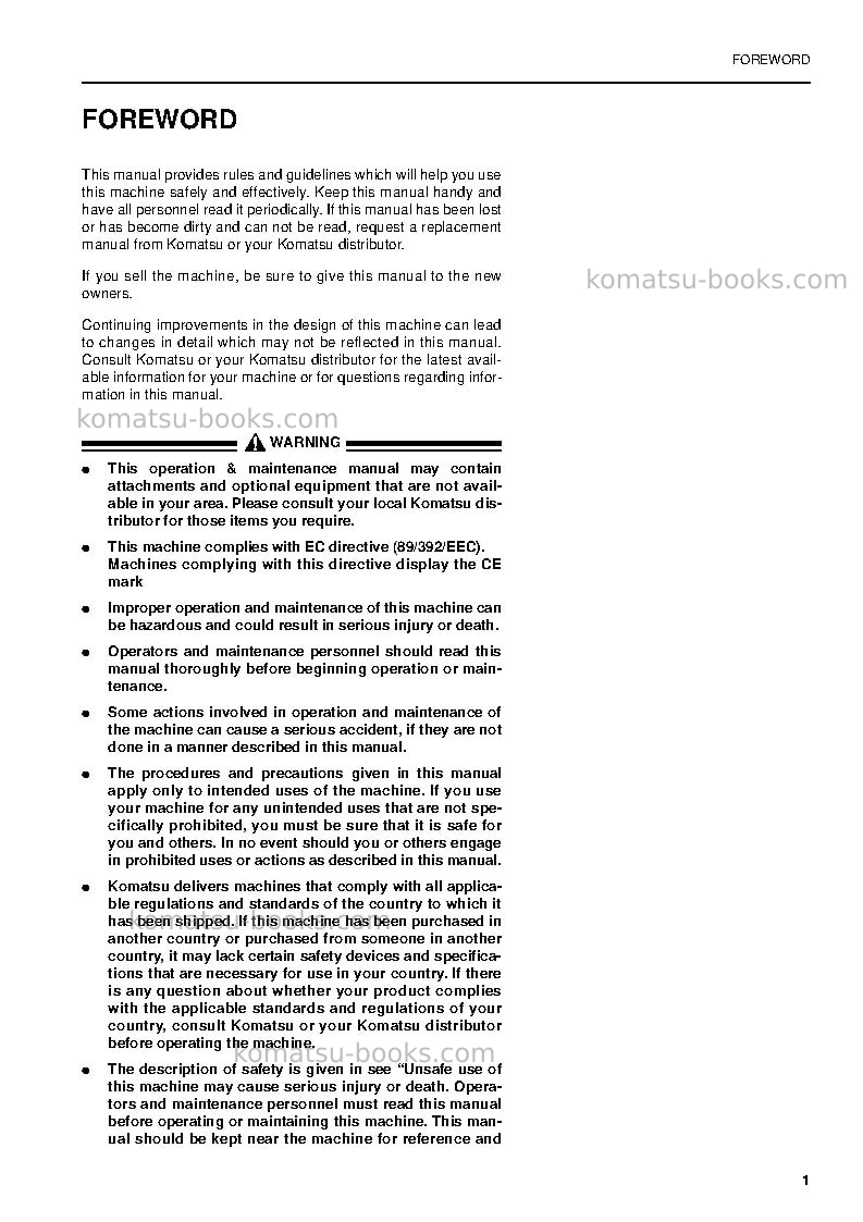 Komatsu pc150-6gbr-k Operation manual cover Page 3 Komatsu pc150-6gbr-k Operation manual cover Page 3