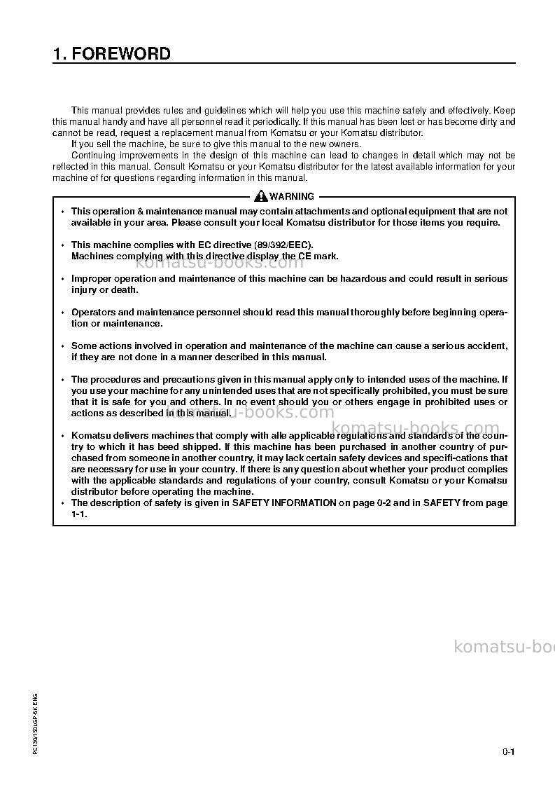 Komatsu pc130-6gbr-k Operation manual cover Page 3 Komatsu pc130-6gbr-k Operation manual cover Page 3