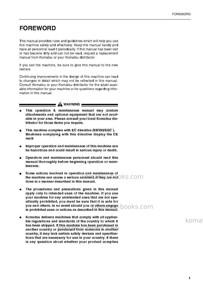 Komatsu pc450-6gbr-k Operation manual cover Page 3
