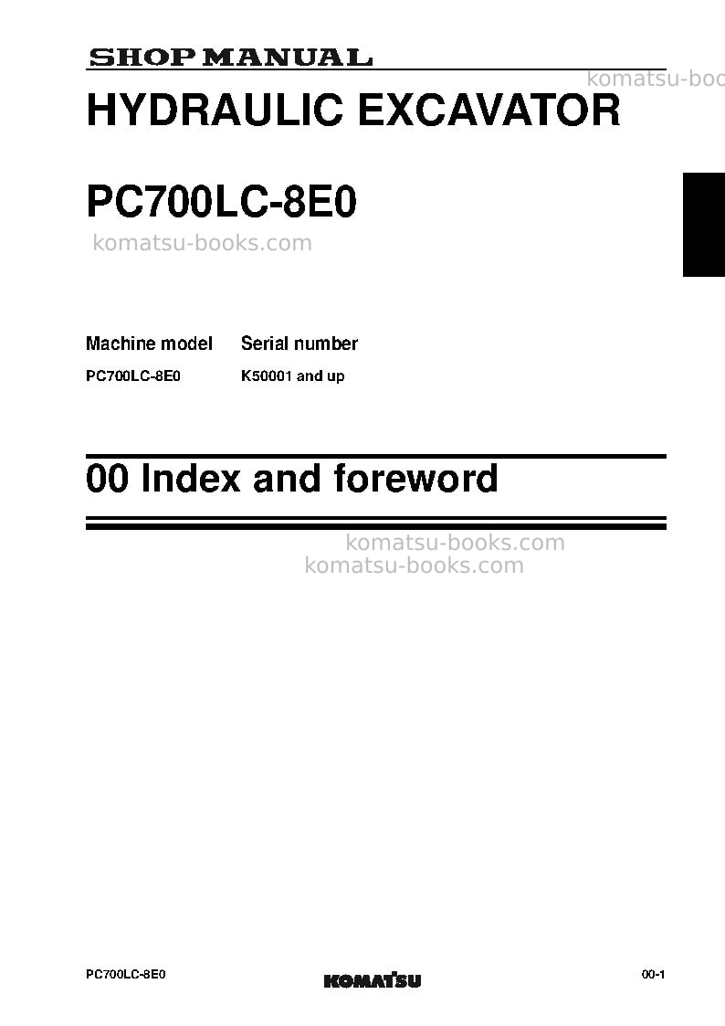 Komatsu pc700lc-8gbr-e0 Repair & maintenance cover Page 3 Komatsu pc700lc-8gbr-e0 Repair & maintenance cover Page 3