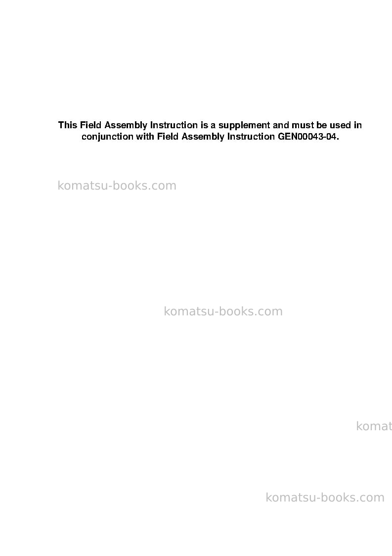 Komatsu pc600-8gbr Field assembly manual cover Page 3 Komatsu pc600-8gbr Field assembly manual cover Page 3