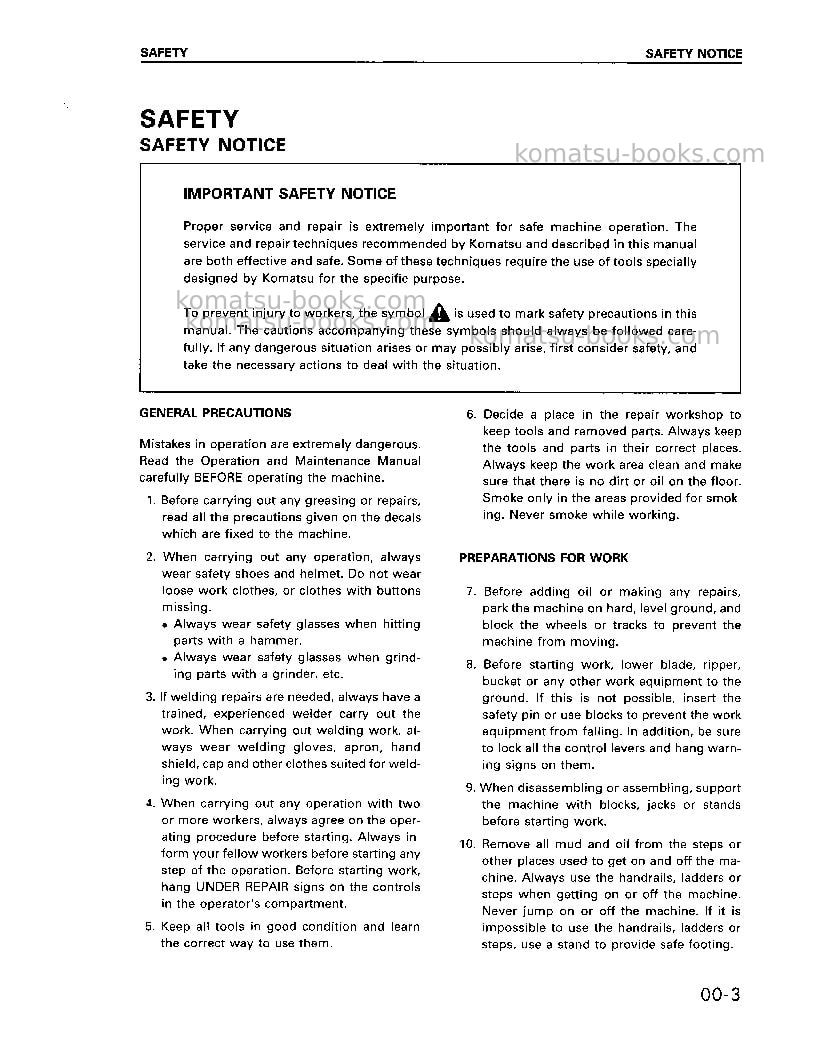 Komatsu pc450-6jpn Repair & maintenance cover Page 3