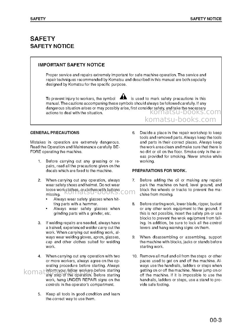 Komatsu pc340-6gbr-k Repair & maintenance cover Page 3 Komatsu pc340-6gbr-k Repair & maintenance cover Page 3
