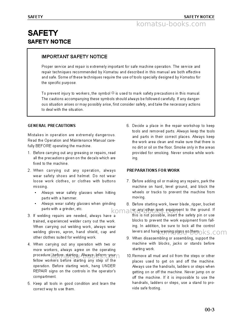 Komatsu pc750se-7gbr-k Repair & maintenance cover Page 3