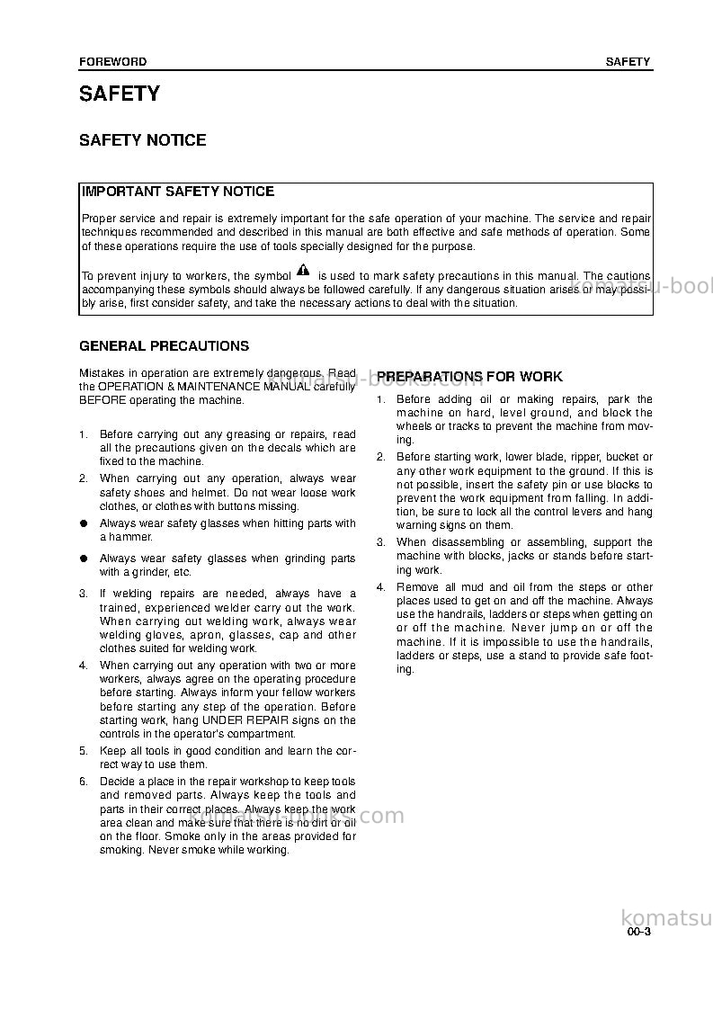 Komatsu pw130-7gbr-k Repair & maintenance cover Page 3