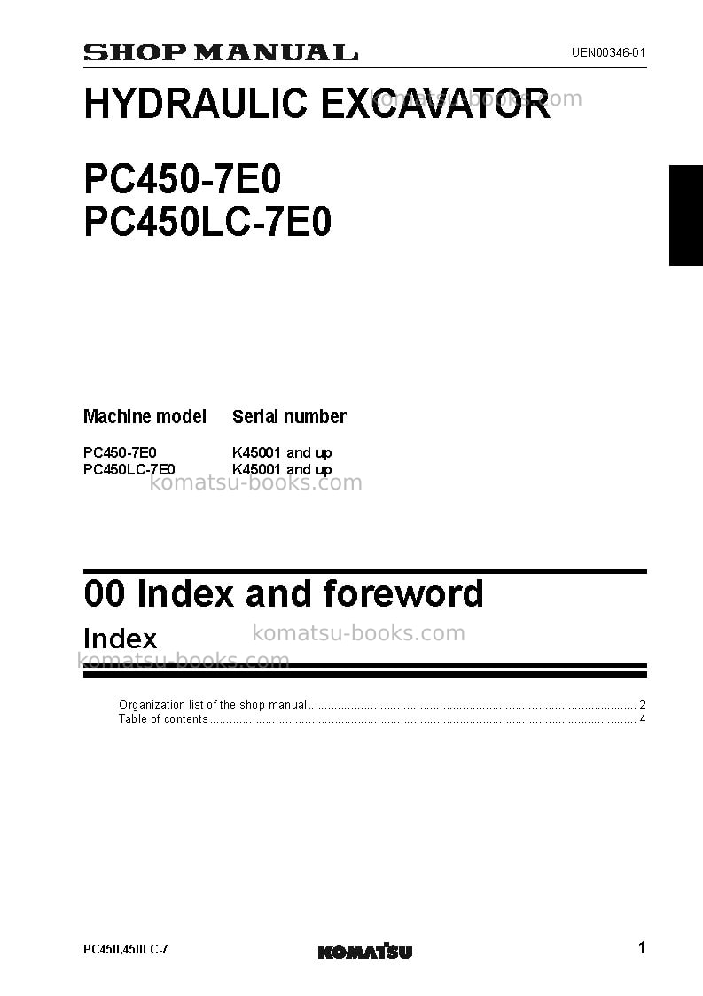 Komatsu pc450-7gbr-tier 3 Repair & maintenance cover Page 3