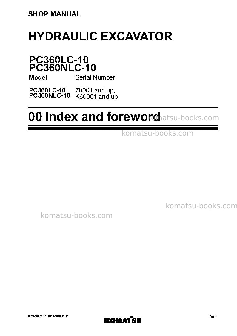 Komatsu pc360lc-10gbr Repair & maintenance cover Page 3 Komatsu pc360lc-10gbr Repair & maintenance cover Page 3