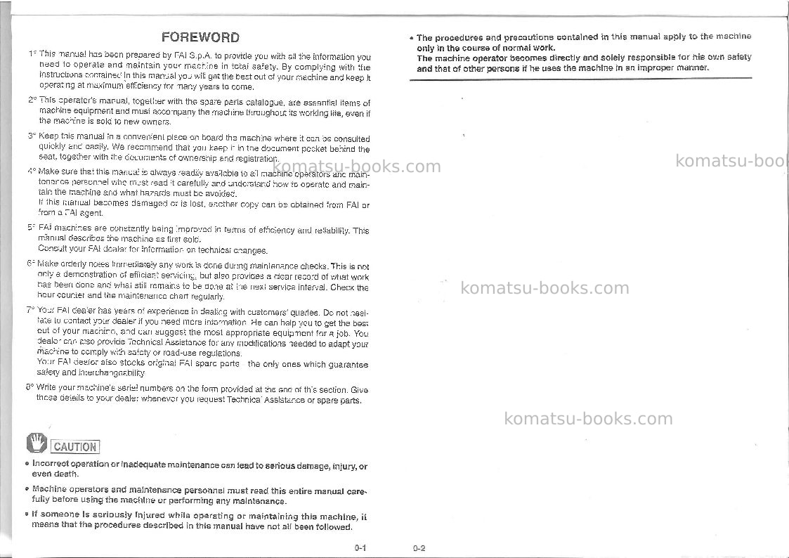 Komatsu 410wita Operation manual cover Page 3 Komatsu 410wita Operation manual cover Page 3