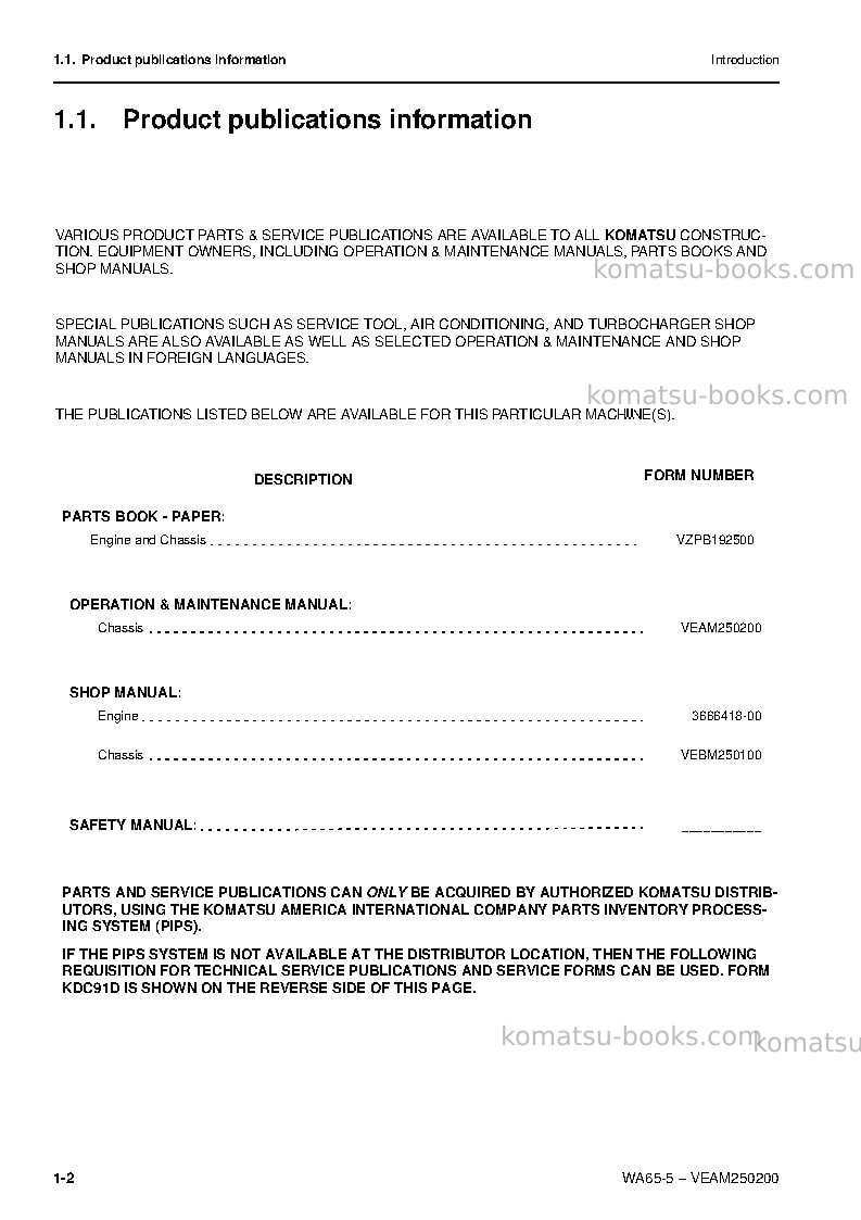 Komatsu wa65-5deu-wa Operation manual cover Page 3 Komatsu wa65-5deu-wa Operation manual cover Page 3