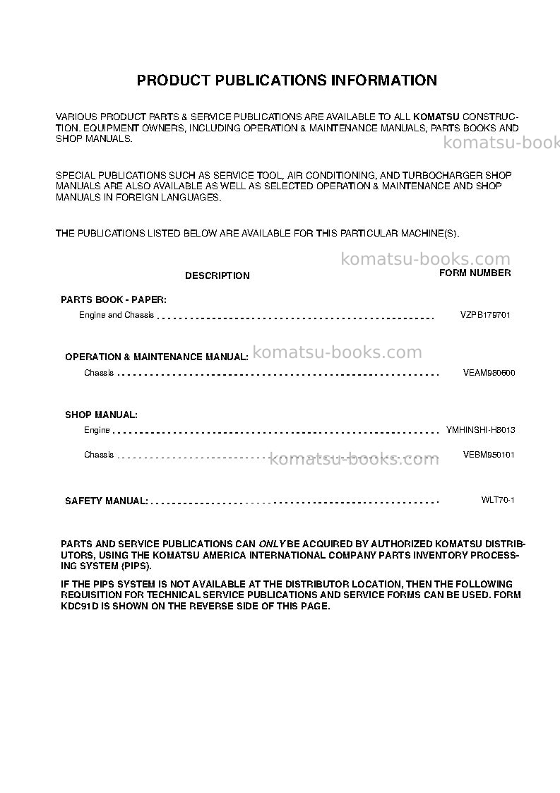 Komatsu wa95-3deu-30km options Operation manual cover Page 3 Komatsu wa95-3deu-30km options Operation manual cover Page 3