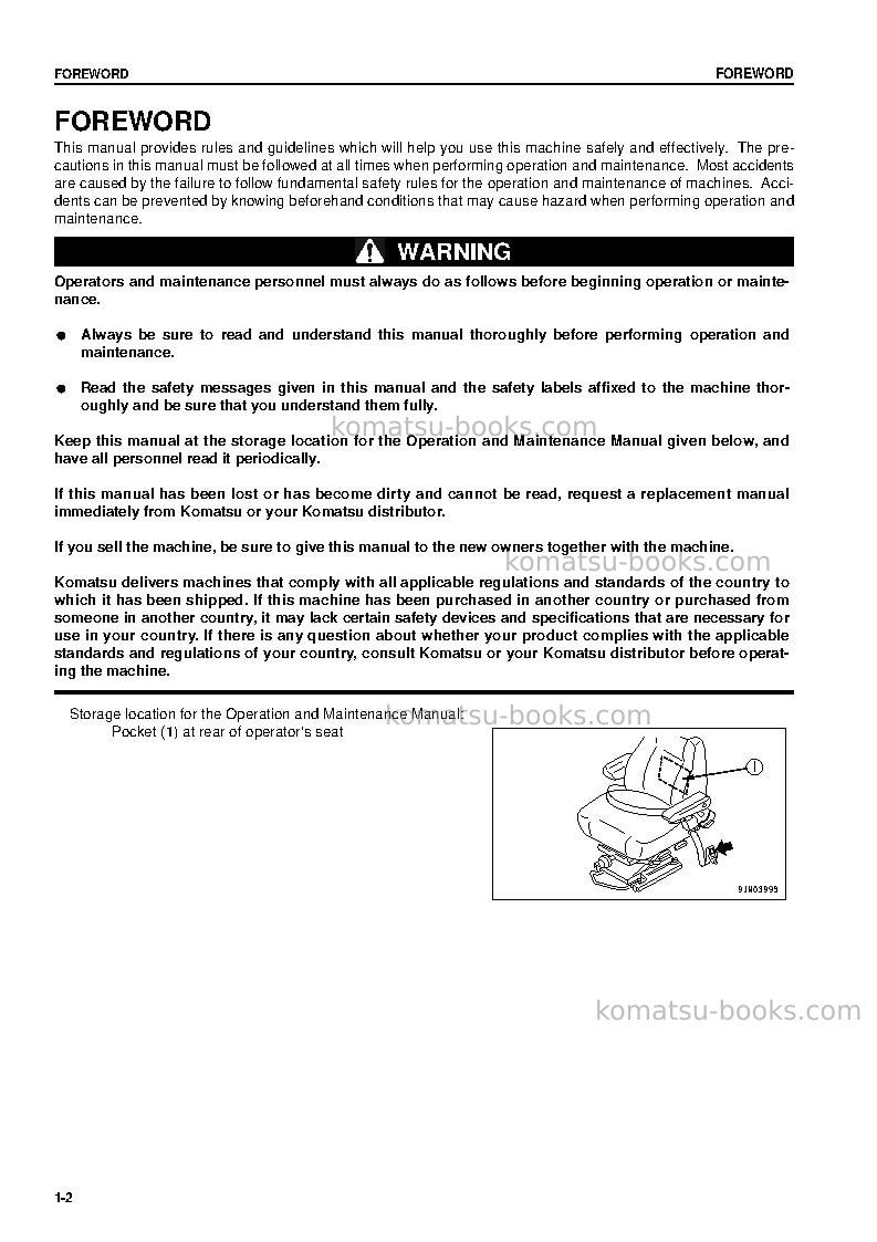Komatsu wa480-5deu-h Operation manual cover Page 3