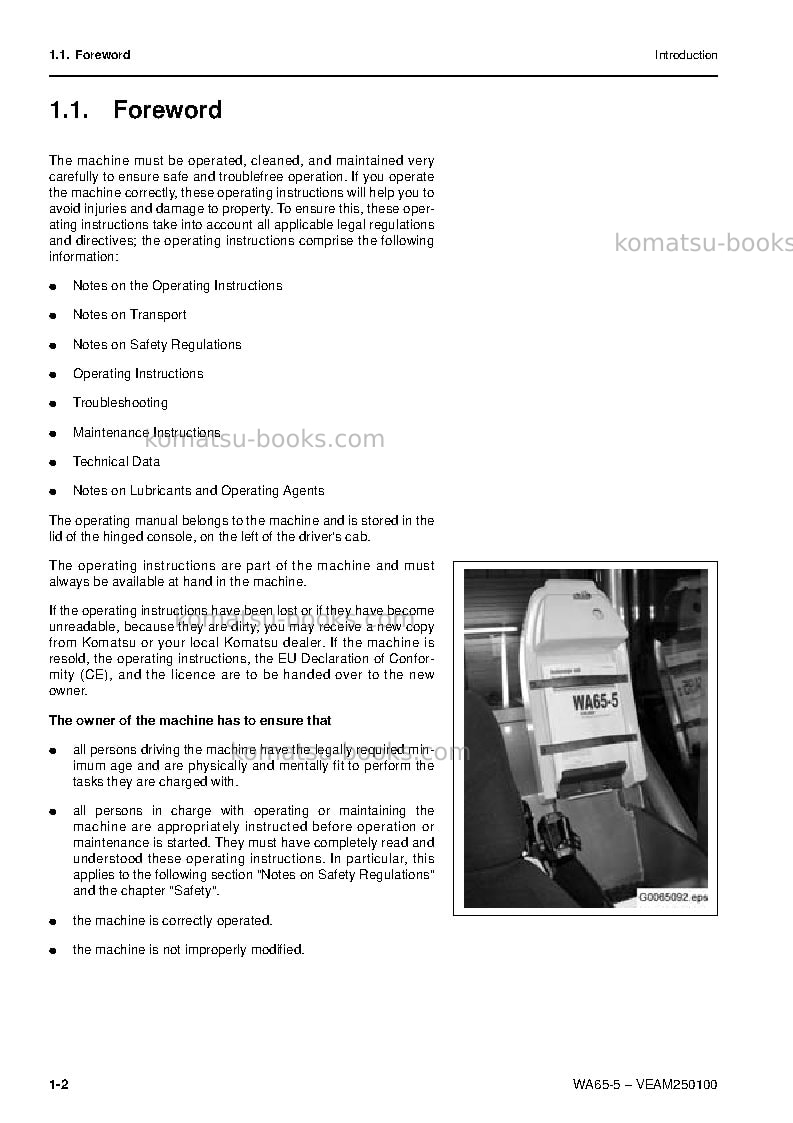 Komatsu wa65-5deu Operation manual cover Page 3 Komatsu wa65-5deu Operation manual cover Page 3