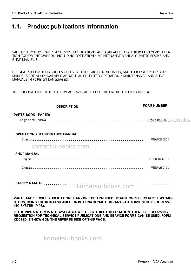 Komatsu wa80-5deu Operation manual cover Page 3 Komatsu wa80-5deu Operation manual cover Page 3