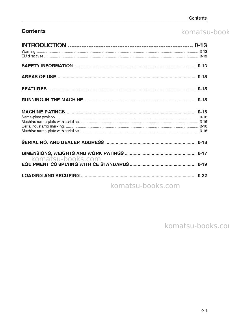 Komatsu wa270-3deu Operation manual cover Page 3 Komatsu wa270-3deu Operation manual cover Page 3