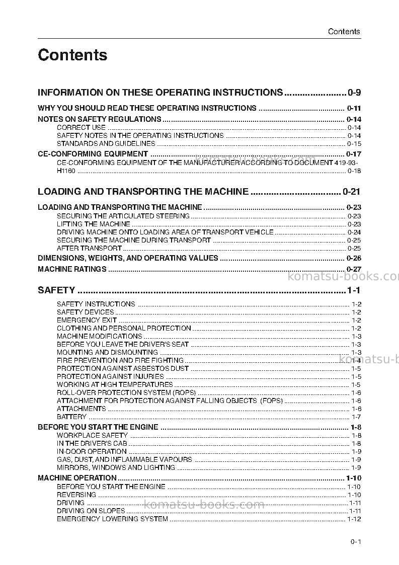 Komatsu wa270-3deu Operation manual cover Page 3 Komatsu wa270-3deu Operation manual cover Page 3