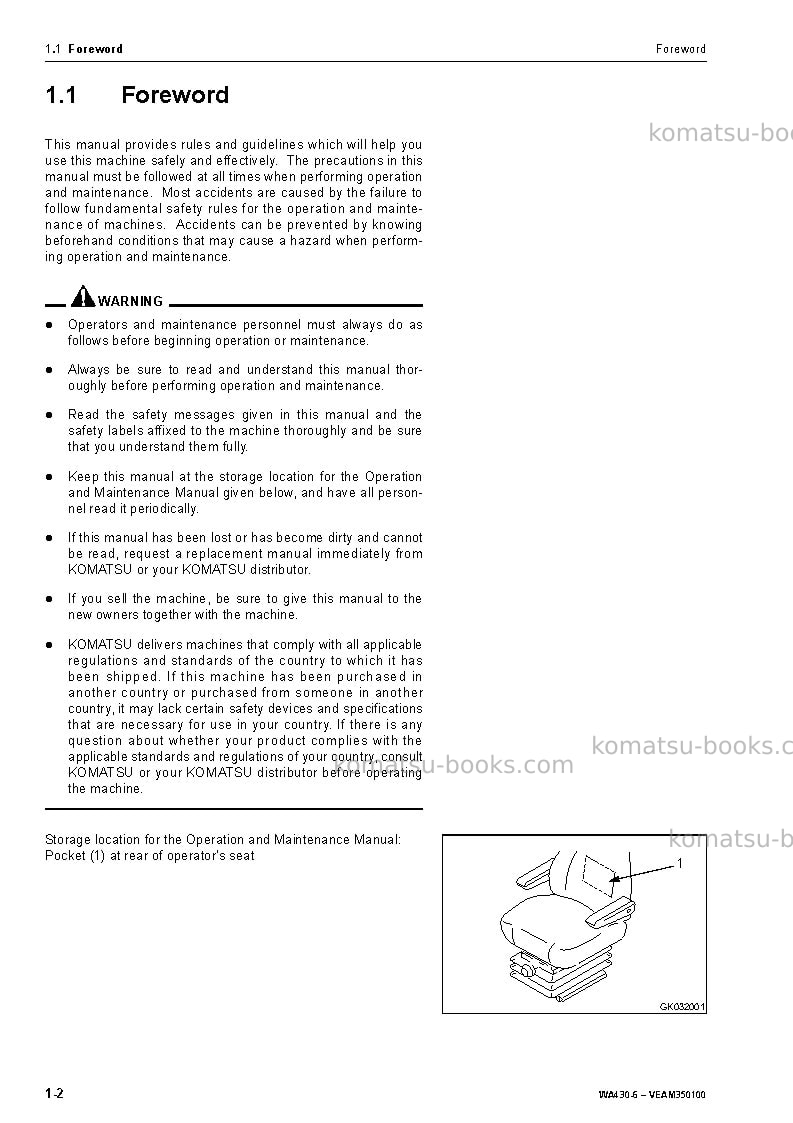 Komatsu wa430-6deu Operation manual cover Page 3