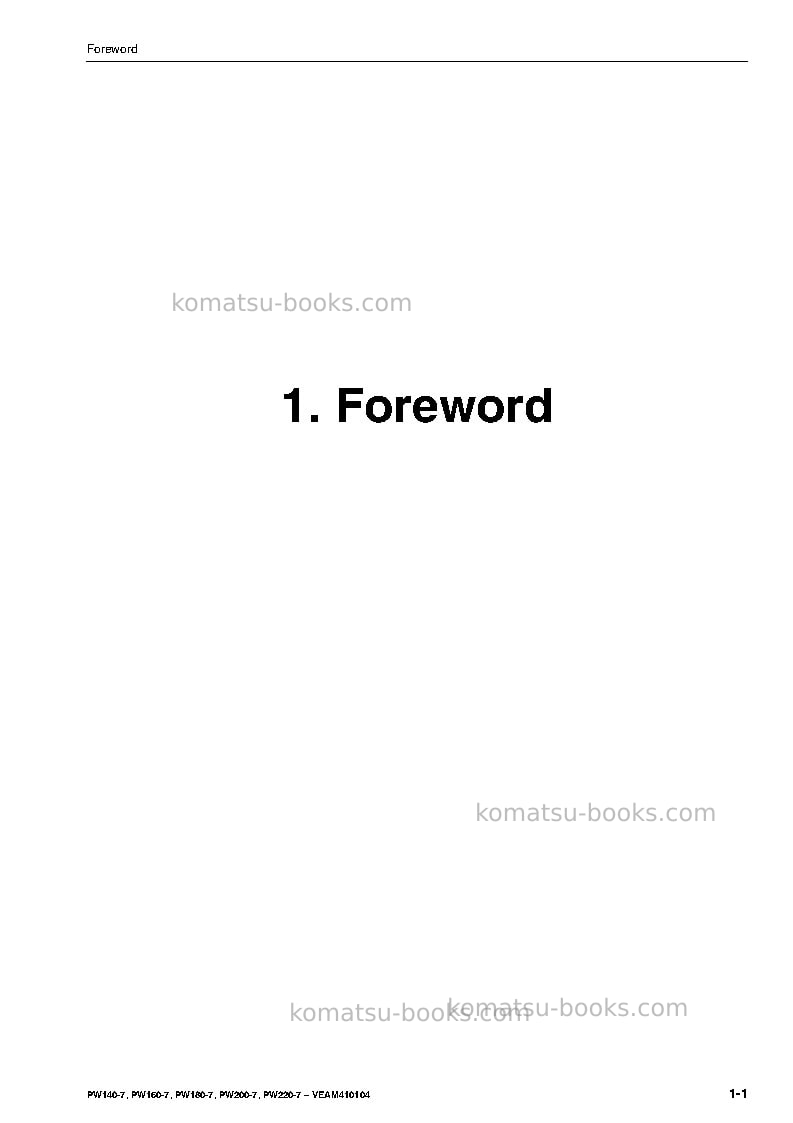 Komatsu pw200-7deu-tier 3 Operation manual cover Page 3 Komatsu pw200-7deu-tier 3 Operation manual cover Page 3