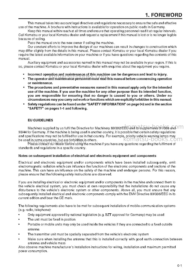 Komatsu wa380-3deu-h Operation manual cover Page 3