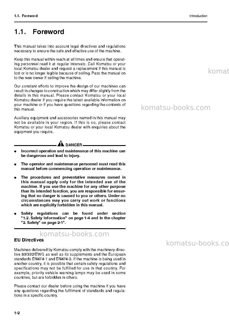 Komatsu wa500-3deu Operation manual cover Page 3