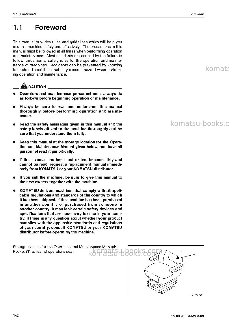 Komatsu wa150-5deu Operation manual cover Page 3 Komatsu wa150-5deu Operation manual cover Page 3
