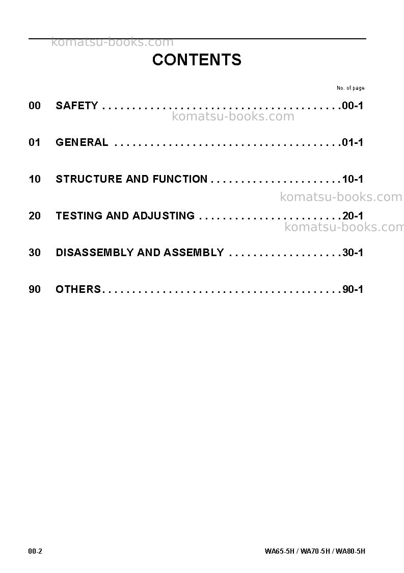 Komatsu wa70-5deu-wa Repair & maintenance cover Page 3 Komatsu wa70-5deu-wa Repair & maintenance cover Page 3