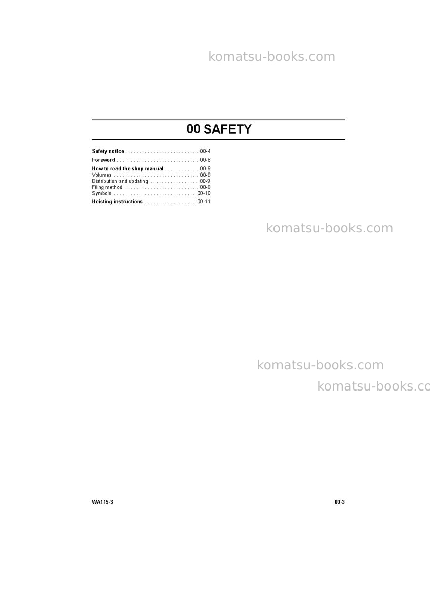Komatsu wa115-3deu Repair & maintenance cover Page 3 Komatsu wa115-3deu Repair & maintenance cover Page 3