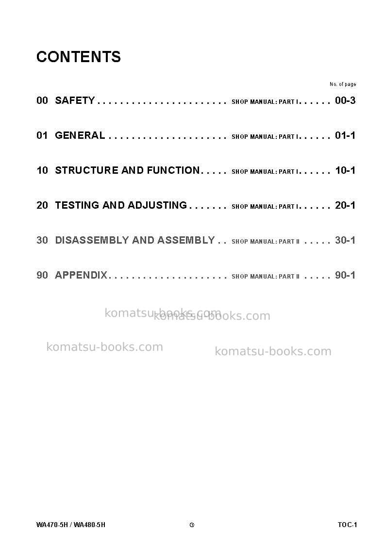 Komatsu wa470-5deu-h Repair & maintenance cover Page 3